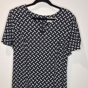 Vintage 90s Revival Rayon Tie Back‎ Dress Ditsy Button Print Grunge Punk